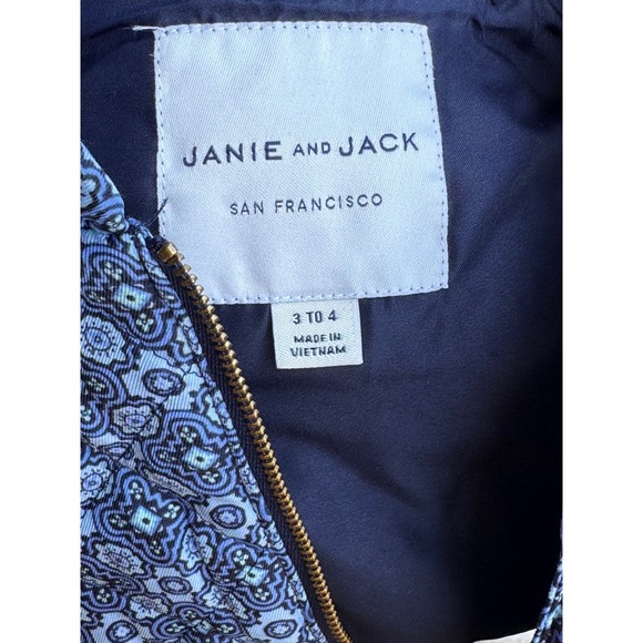 Janie and Jack Kids Girls Blue Geometric Quilted Peplum Vest Size 3 to 4 yr Warm - Picture 5 of 7